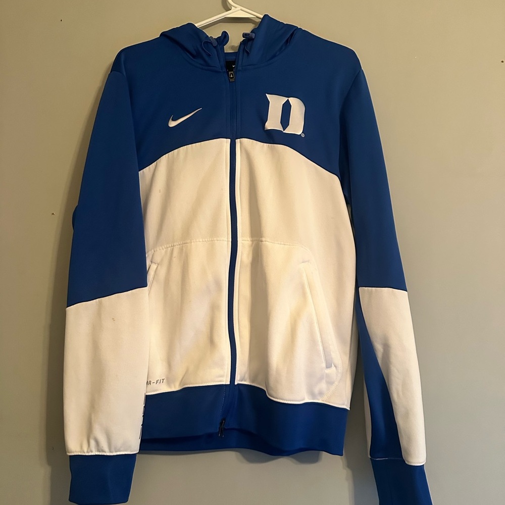 Nike Blue and White Hoodie with Logo